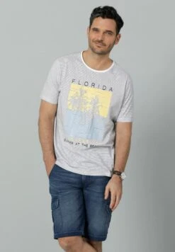 T-Shirt Print - Weiß/blau