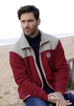 Fleecejacke - Rot / Grau