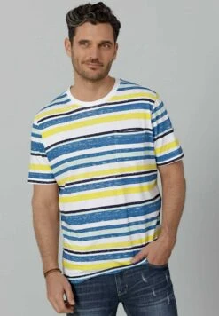 T-Shirt Print - Weiß Neongelb