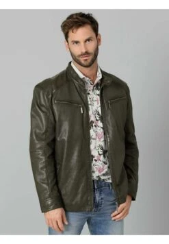 Lederjacke - Oliv